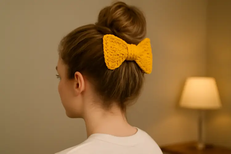 High Bun dengan Crochet Hair Bow